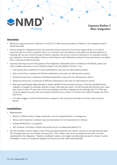 Suprema BioStar 2 - Main Integration